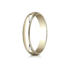 18k Yellow Gold 4mm Slightly Domed Traditional Oval Ring With Milgrain