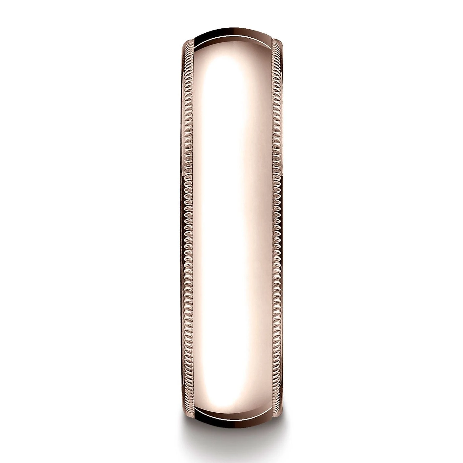 14k Rose Gold 6mm Slightly Domed Traditional Oval Ring With Milgrain 4 14k Rose Gold 6mm Slightly Domed Traditional Oval Ring With Milgrain - Image 2