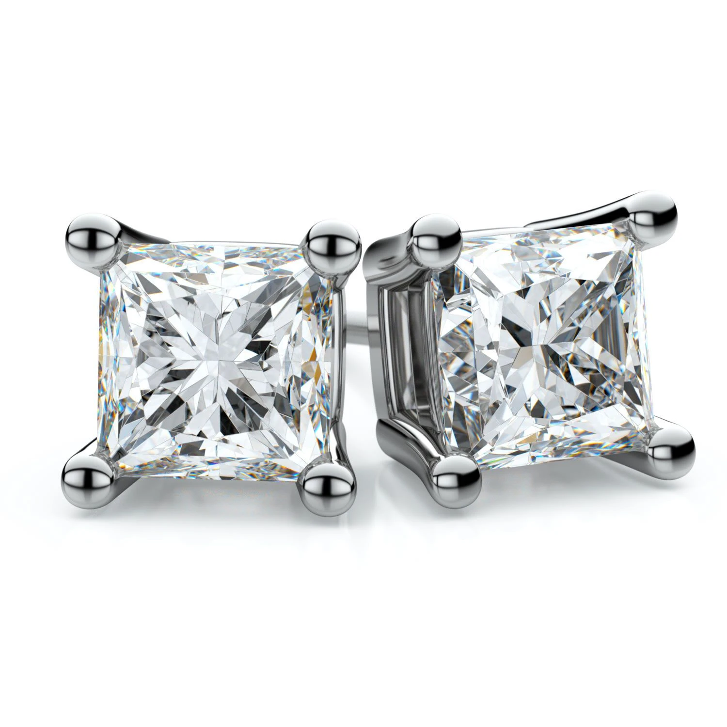 Dnu-14k White Gold 4-prong Princess Diamond Stud Earrings (0.25 Ct. T.w., Vs1-vs2 Clarity, H-i Color) 3 Dnu-14k White Gold 4-prong Princess Diamond Stud Earrings (0.25 Ct. T.w., Vs1-vs2 Clarity, H-i Color)