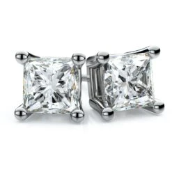 18k White Gold 4-prong Princess Diamond Stud Earrings (0.75 Ct. T.w., Si1-2 Clarity, H-i Color)