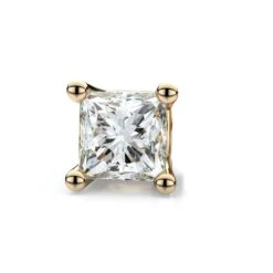 18k Yellow Gold 4-prong Princess Diamond Single Stud Earring 0.50ctw (5.5mm Ea), H-i Color, Si Clarity