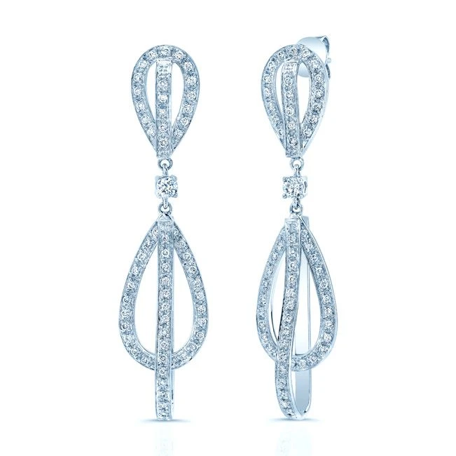 Diamond Drop Earrings In 18k White Gold (4/5 Ct. Tw,) 3 Diamond Drop Earrings In 18k White Gold (4/5 Ct. Tw,)