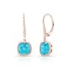 Blue Topaz Cushion Bezel Dangle Earrings With Fine High-polish Leverbacks In 14k Rose Gold (7mm) -Aurora Jewels Store 60571 bt