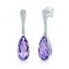 Amethyst And Diamond Pear Drop Earrings In 14k White Gold (16x8mm) -Aurora Jewels Store 61044am a2c14196 cdd9 4508 8a69 e4bf7a88ff46