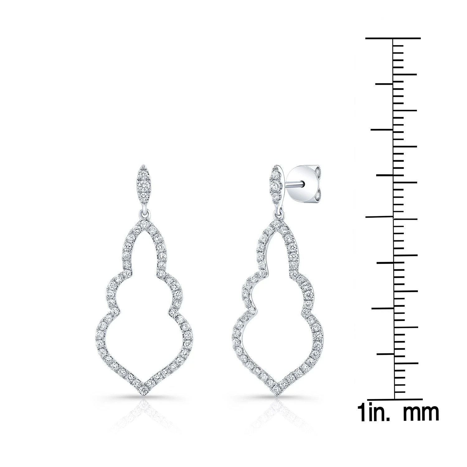 Diamond Open Damask Dangle Earrings In 14k White Gold 4 Diamond Open Damask Dangle Earrings In 14k White Gold - Image 2