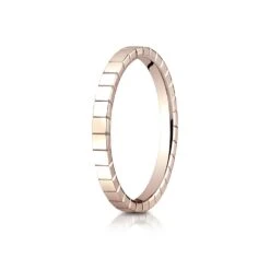 14k Rose Gold 2mm High Polished Carved Design Band
