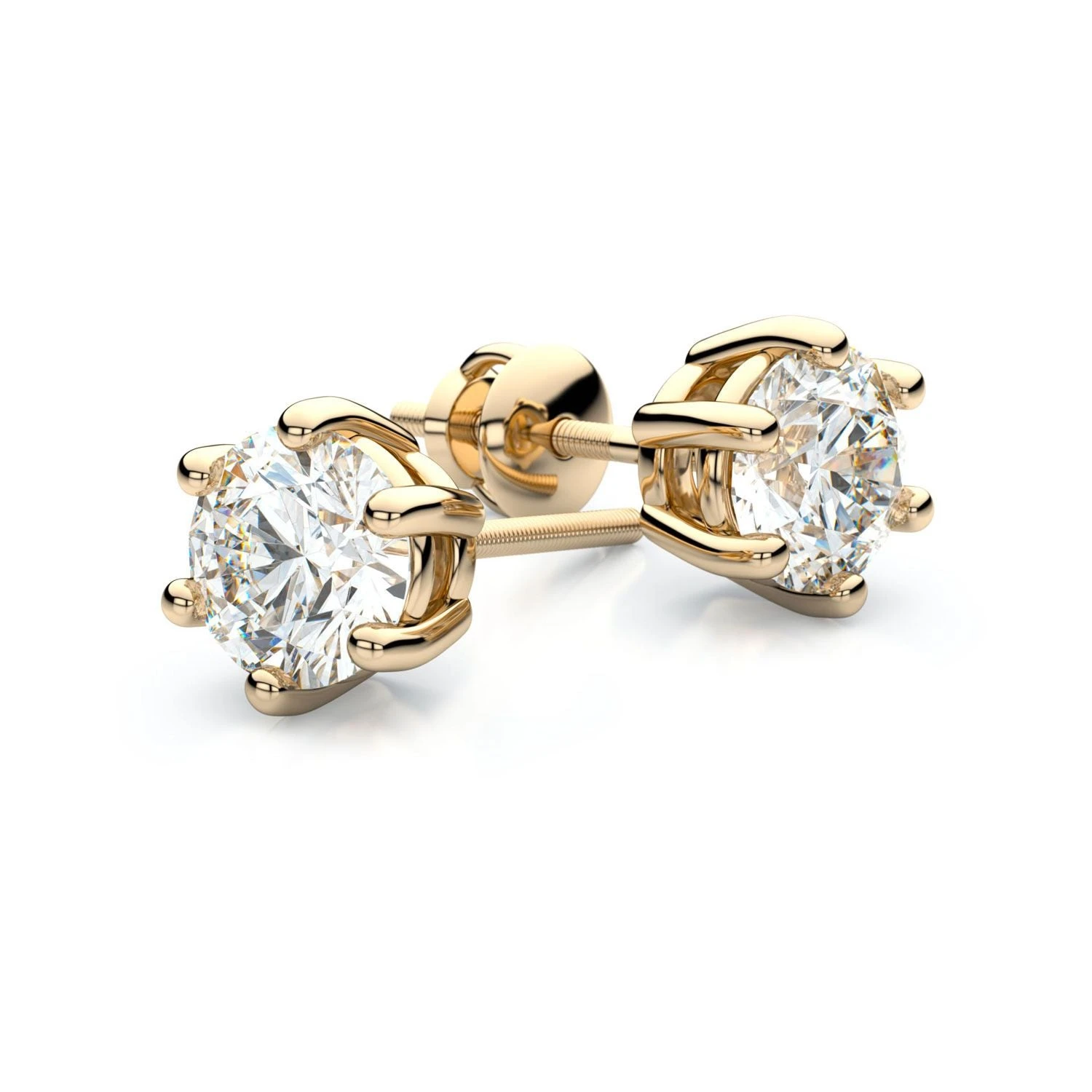 14k Yellow Gold 6-prong Round Brilliant Diamond Stud Earrings (0.25 Ct. T.w., Vs1-vs2 Clarity, H-i Color) 4 14k Yellow Gold 6-prong Round Brilliant Diamond Stud Earrings (0.25 Ct. T.w., Vs1-vs2 Clarity, H-i Color) - Image 2