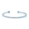 Diamond Open Cuff Bangle With Solid Heart Ends In 18k White Gold (2.90ctw)