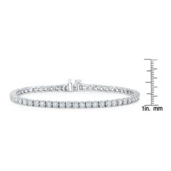 Diamond 4-prong Tennis Bracelet In 18k White Gold (14.60ctw) -Aurora Jewels Store 70218 rounded ruler 1