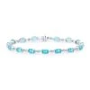Blue Topaz Oval Half-bezel And Diamond Pave East-west Bracelet In 14k White Gold (6x4mm) 2 Blue Topaz Oval Half-bezel And Diamond Pave East-west Bracelet In 14k White Gold (6x4mm) -Aurora Jewels Store 70350btc front round