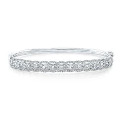 Diamond Scallop Edge Bangle In 14k White Gold - (cloned)