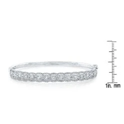 Diamond Scallop Edge Bangle In 14k White Gold - (cloned) 7 Diamond Scallop Edge Bangle In 14k White Gold - (cloned) -Aurora Jewels Store 70357 front ruler