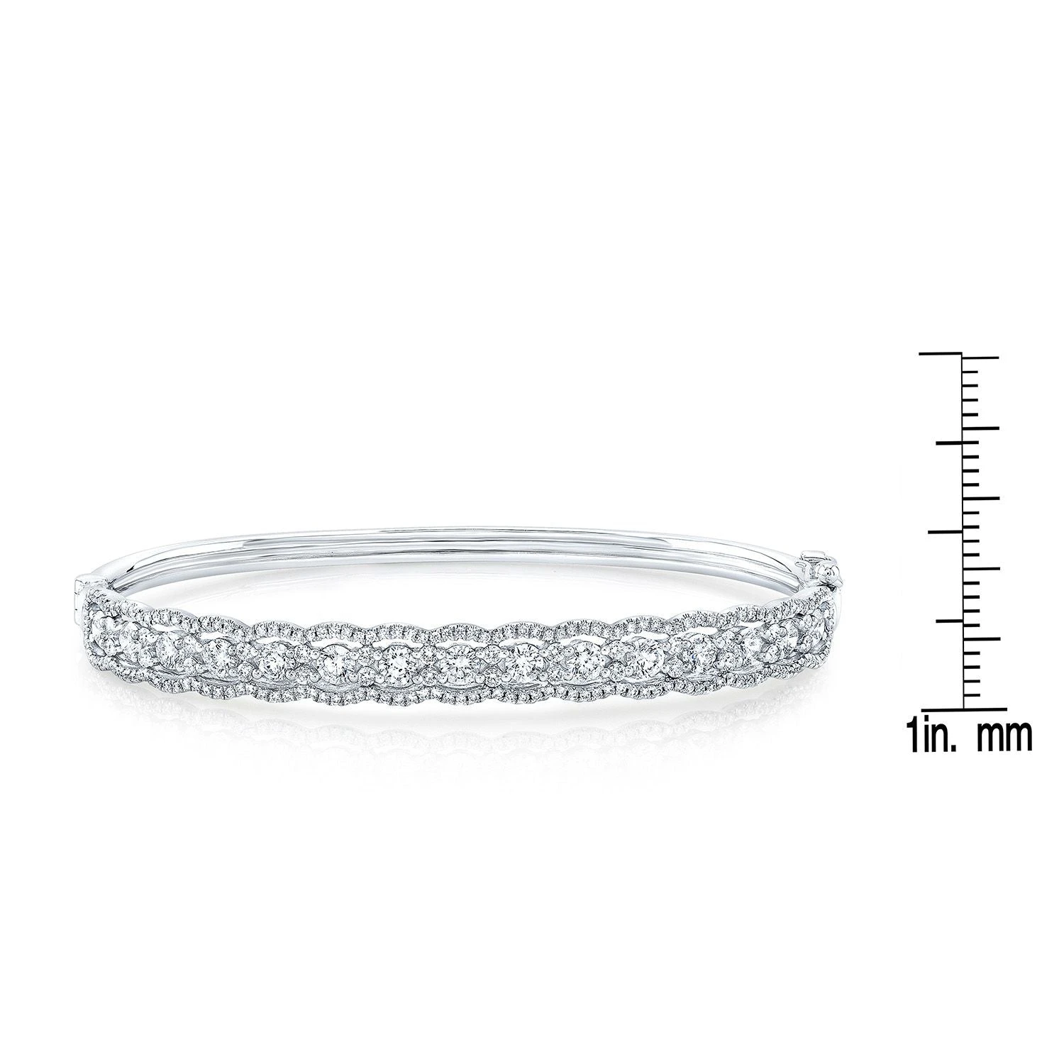 Diamond Scallop Edge Bangle In 14k White Gold - (cloned) 5 Diamond Scallop Edge Bangle In 14k White Gold - (cloned) - Image 3