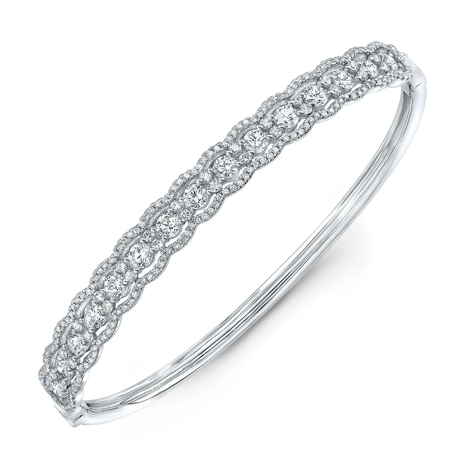 Diamond Scallop Edge Bangle In 14k White Gold - (cloned) 4 Diamond Scallop Edge Bangle In 14k White Gold - (cloned) - Image 2