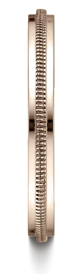 14k Rose Gold 2mm High Polished Milgrain Center Design Band 4 14k Rose Gold 2mm High Polished Milgrain Center Design Band - Image 2