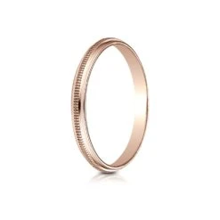 14k Rose Gold 2mm High Polished Milgrain Center Design Band