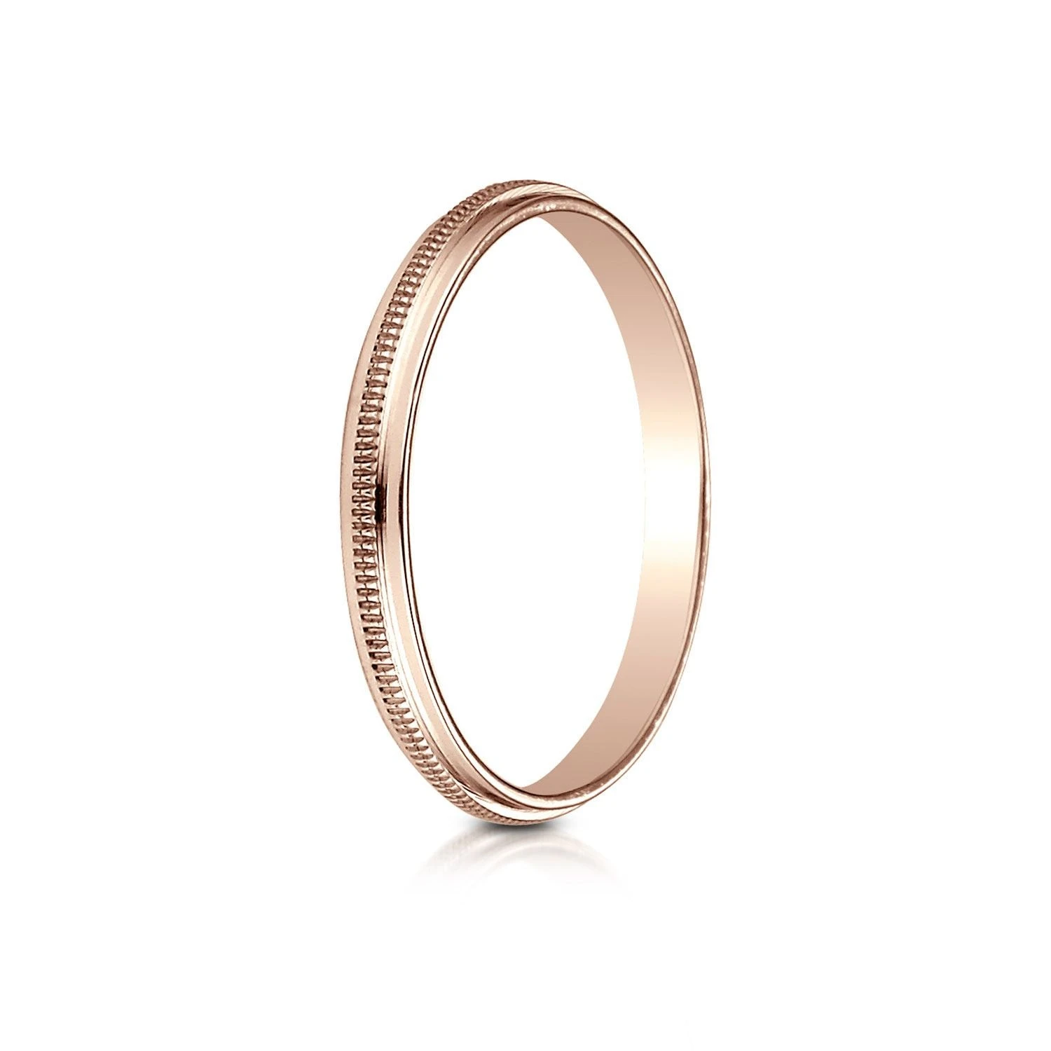14k Rose Gold 2mm High Polished Milgrain Center Design Band 3 14k Rose Gold 2mm High Polished Milgrain Center Design Band