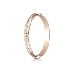 14k Rose Gold 2mm High Polished Rope Center Design Band