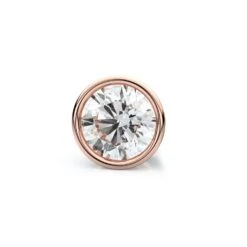 14k Rose Gold Bezel Round Diamond Single Stud Earring 0.16ctw (3.4mm Ea), H-i Color, Vs Clarity