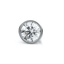 14k White Gold Bezel Round Diamond Single Stud Earring 0.16ctw (3.4mm Ea), F-g Color, Vs Clarity
