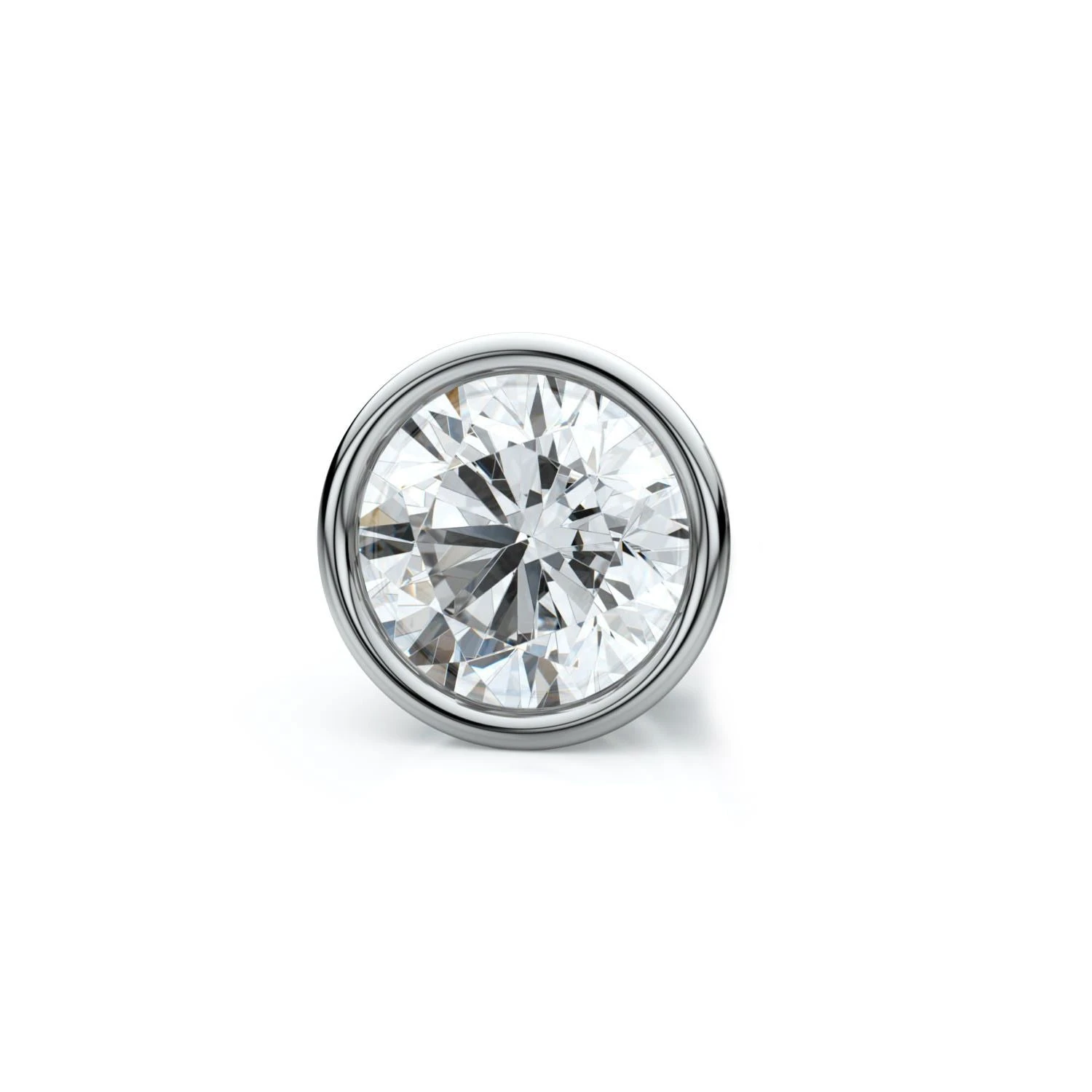 18k White Gold Bezel Round Diamond Single Stud Earring 0.10ctw (3.0mm Ea), J-k Color, Si Clarity 3 18k White Gold Bezel Round Diamond Single Stud Earring 0.10ctw (3.0mm Ea), J-k Color, Si Clarity
