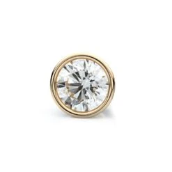 14k Yellow Gold Bezel Round Diamond Single Stud Earring 0.16ctw (3.4mm Ea), J-k Color, Si Clarity