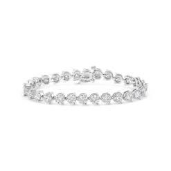 Certified 14k White Gold 3-prong Lab Created Round Brilliant Diamond Tennis Bracelet (14.25 Ct. T.w., Vvs1-vs2 Clarity, D-f Color)