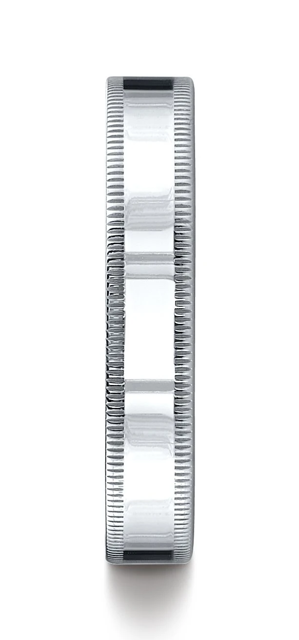 Platinum 4mm Flat Comfort-fit Ring With Milgrain 5 Platinum 4mm Flat Comfort-fit Ring With Milgrain - Image 3