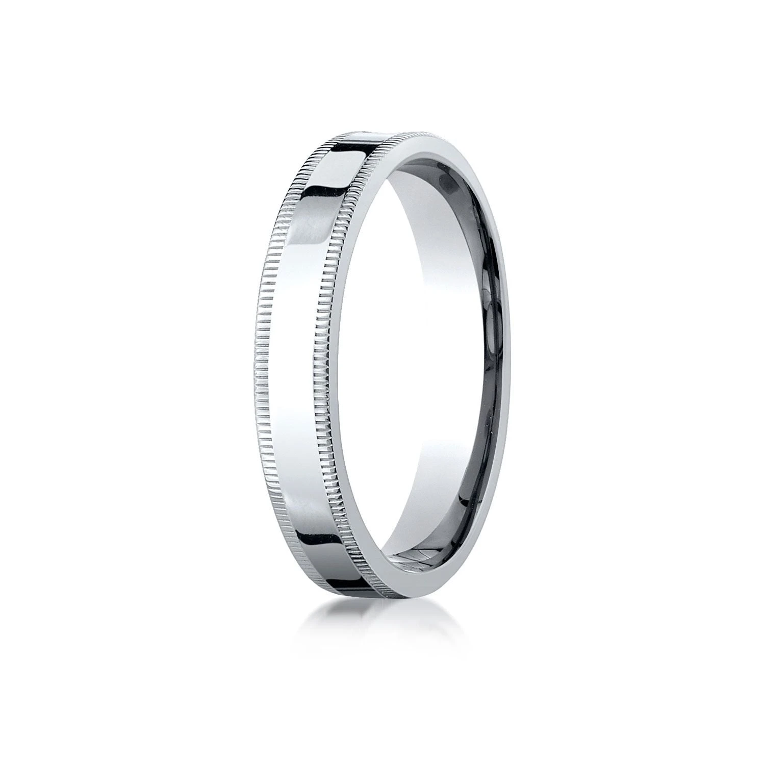Platinum 4mm Flat Comfort-fit Ring With Milgrain 4 Platinum 4mm Flat Comfort-fit Ring With Milgrain - Image 2
