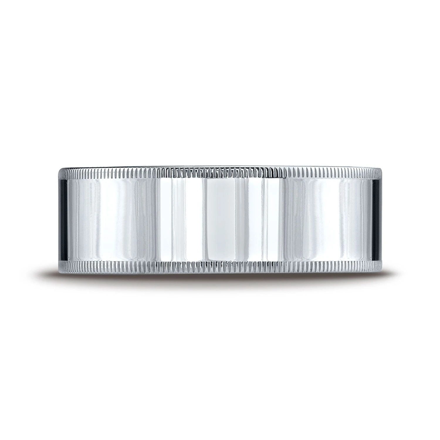 Platinum 8mm Flat Comfort-fit Ring With Milgrain 3 Platinum 8mm Flat Comfort-fit Ring With Milgrain