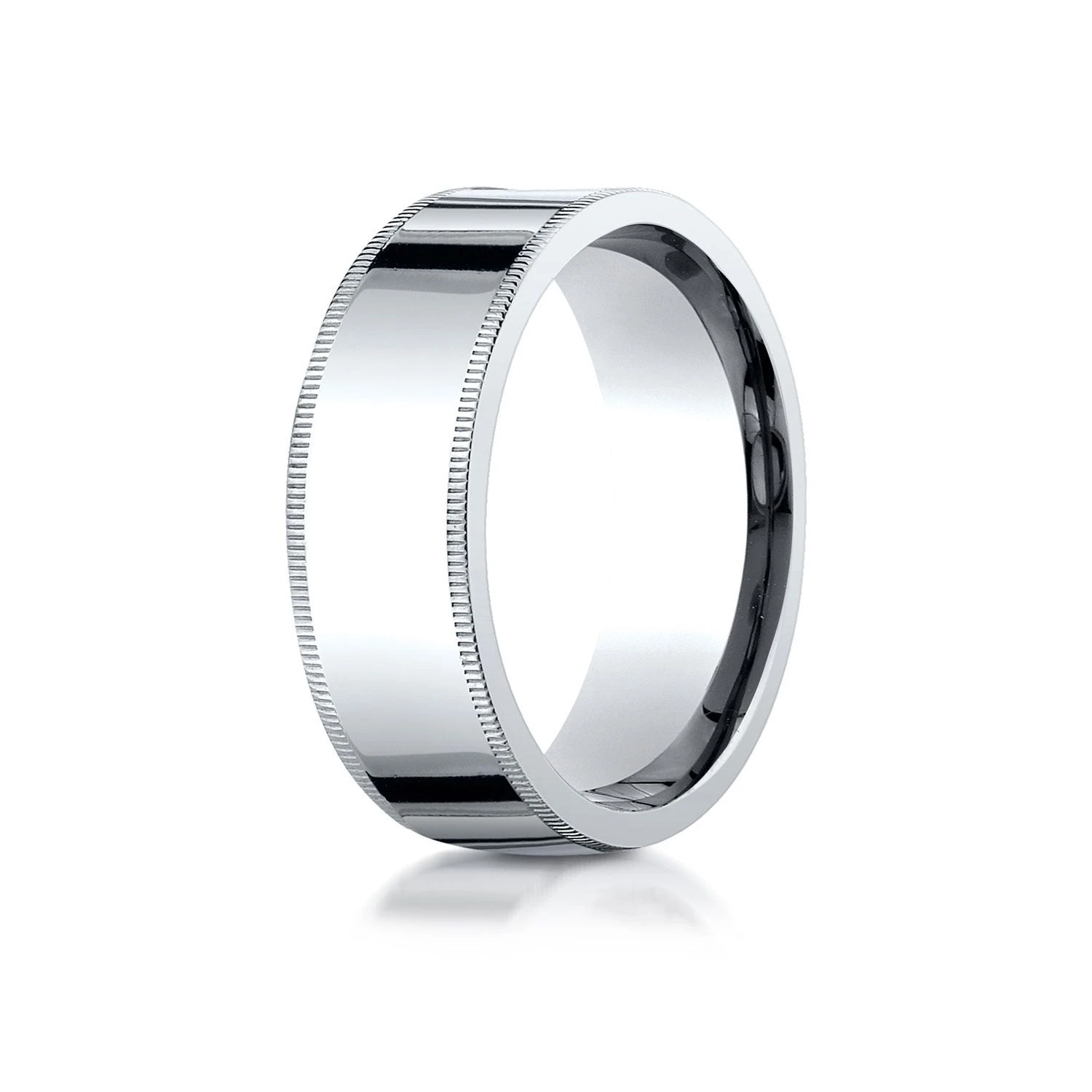 Platinum 8mm Flat Comfort-fit Ring With Milgrain 4 Platinum 8mm Flat Comfort-fit Ring With Milgrain - Image 2