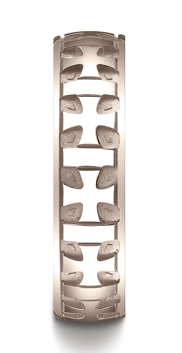 14k Rose Gold 6mm Comfort-fit Gaelic Cross Carved Design Band 3 14k Rose Gold 6mm Comfort-fit Gaelic Cross Carved Design Band - Image 2