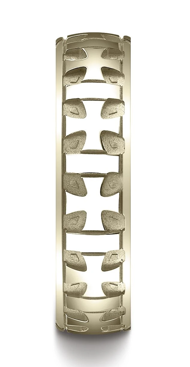 14k Yellow Gold 6mm Comfort-fit Gaelic Cross Carved Design Band 4 14k Yellow Gold 6mm Comfort-fit Gaelic Cross Carved Design Band - Image 2