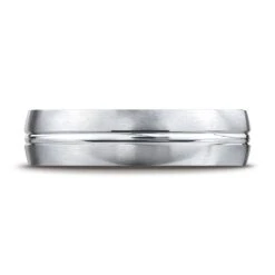 Platinum 6mm Comfort-fit Satin-finished With High Polished Center Cut Carved Design Band