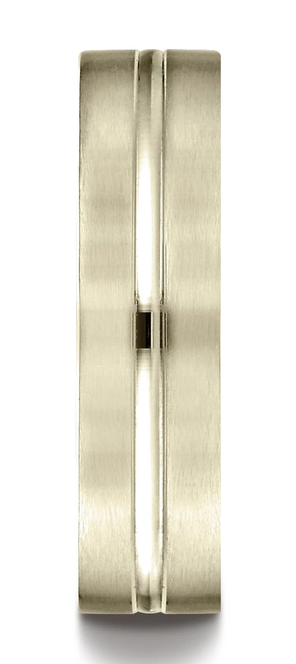 14k Yellow Gold 6mm Comfort-fit Satin-finished With High Polished Center Cut Carved Design Band 4 14k Yellow Gold 6mm Comfort-fit Satin-finished With High Polished Center Cut Carved Design Band - Image 2