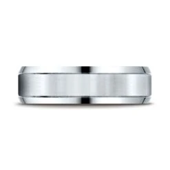 Platinum 6mm Comfort-fit Satin-finished High Polished Beveled Edge Carved Design Band
