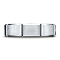 Platinum 6mm Comfort-fit Satin-finished Grooves Carved Design Band