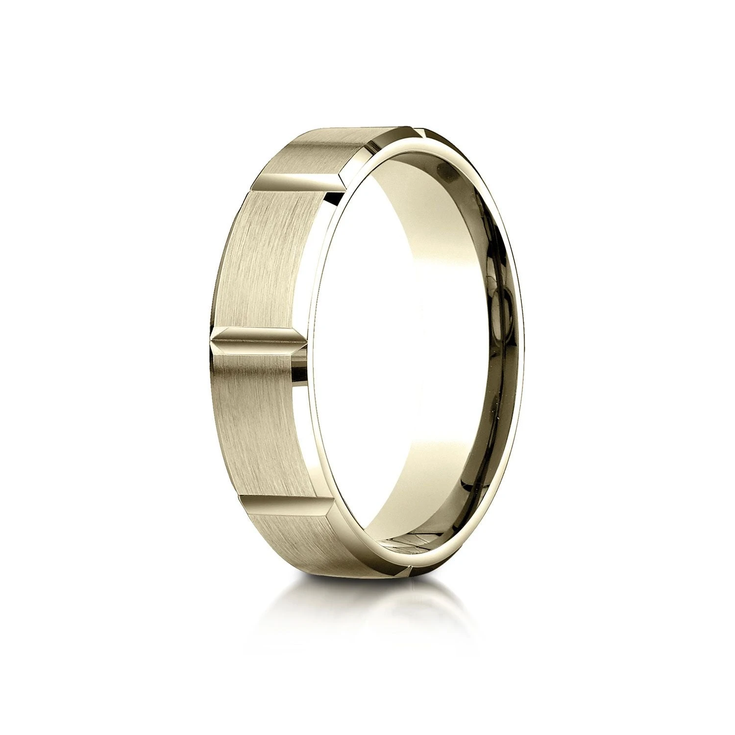 14k Yellow Gold 6mm Comfort-fit Satin-finished Grooves Carved Design Band 3 14k Yellow Gold 6mm Comfort-fit Satin-finished Grooves Carved Design Band