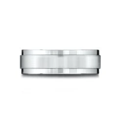 Platinum 7mm Comfort-fit Bright Edge Satin Finish Center Design Band