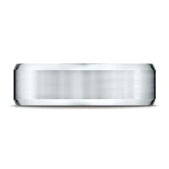 Platinum 7mm Comfort-fit Satin-finished With High Polished Beveled Edge Carved Design Band
