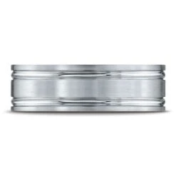 Platinum 7mm Comfort-fit Satin-finished With Parallel Grooves Carved Design Band