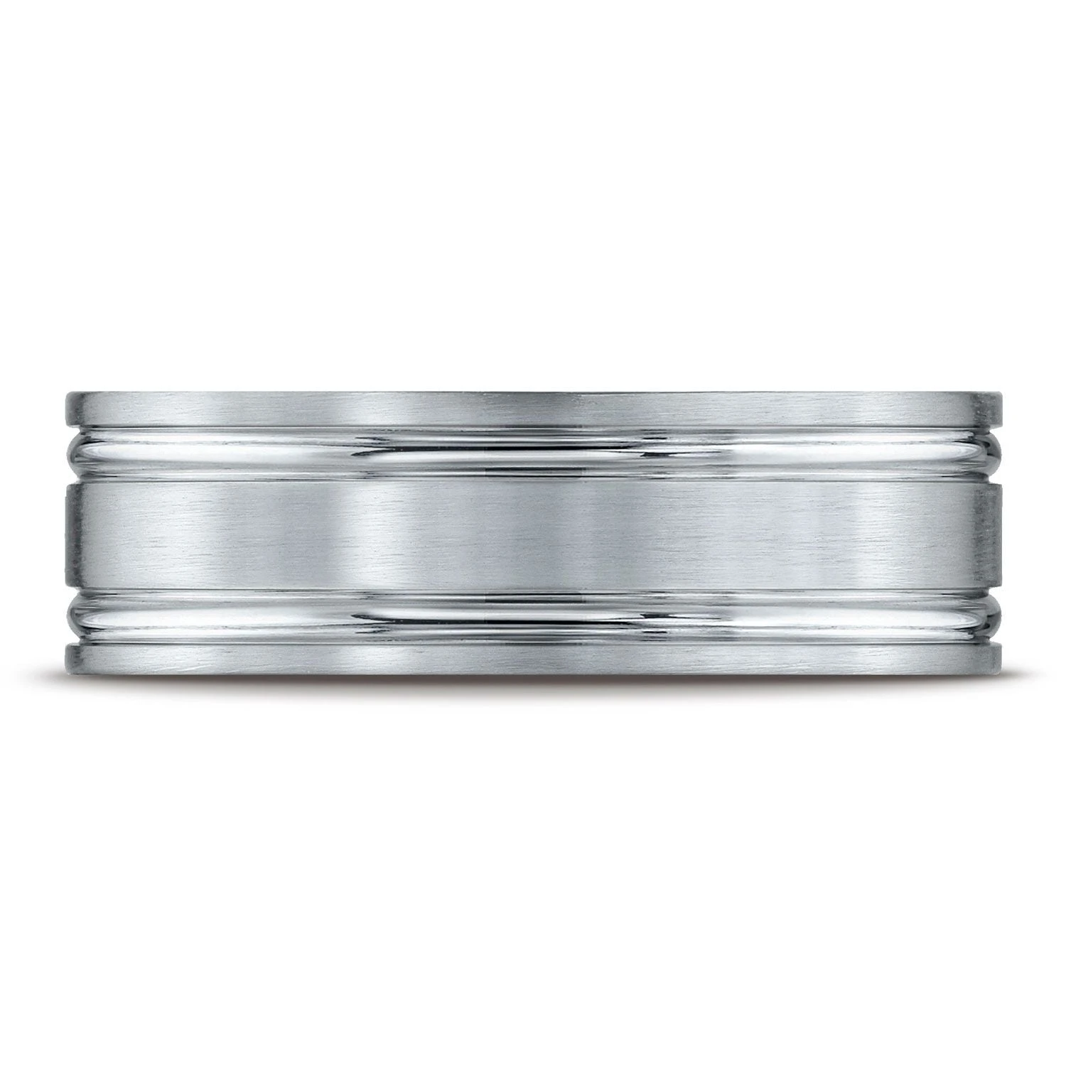 Platinum 7mm Comfort-fit Satin-finished With Parallel Grooves Carved Design Band 3 Platinum 7mm Comfort-fit Satin-finished With Parallel Grooves Carved Design Band
