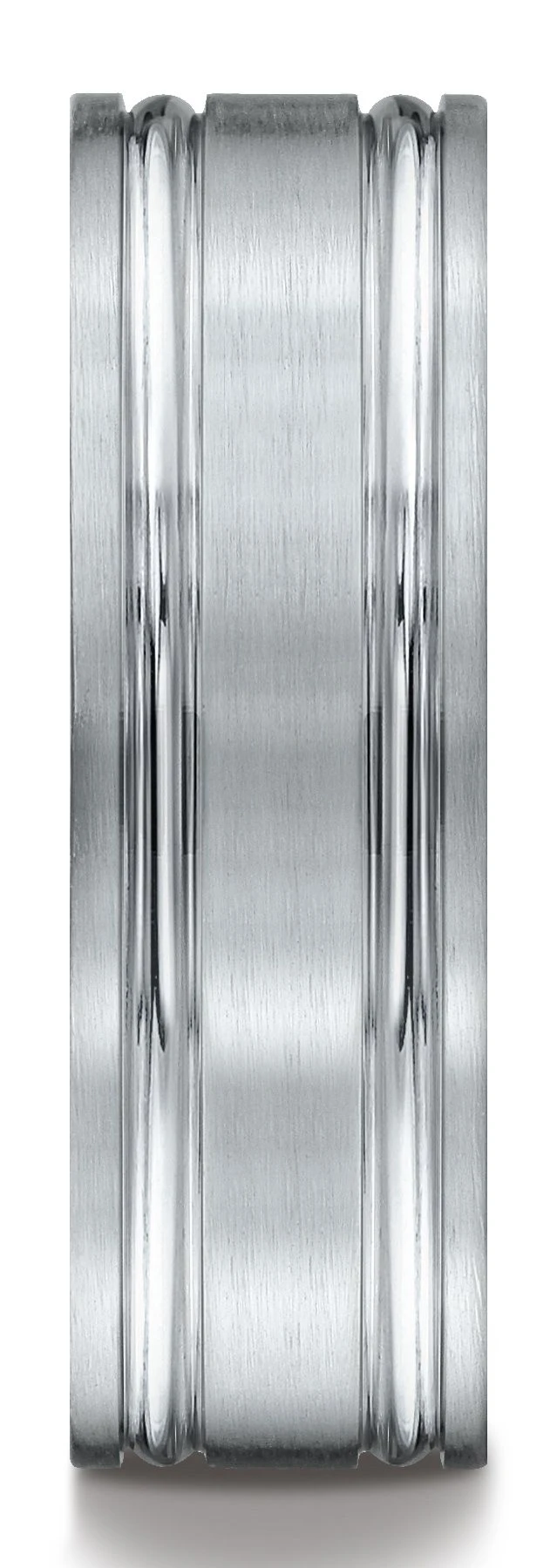 Platinum 7mm Comfort-fit Satin-finished With Parallel Grooves Carved Design Band 5 Platinum 7mm Comfort-fit Satin-finished With Parallel Grooves Carved Design Band - Image 3