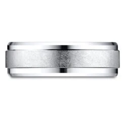 Platinum 7mm Comfort-fit Drop Bevel Swirl Finish Center Design Band