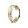 14k Yellow Gold 8mm Comfort-fit Satin-finished Step Edge Carved Design Band
