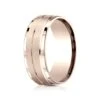 14k Rose Gold 8mm Comfort Fit Drop Bevel Satin Finish Center Design Band -Aurora Jewels Store cf68352r p2 bb7b9bda 4697 40b9 a338 c203f7814e91