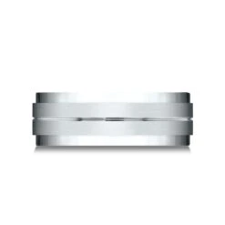 Platinum 8mm Comfort Fit Drop Bevel Satin Finish Center Design Band
