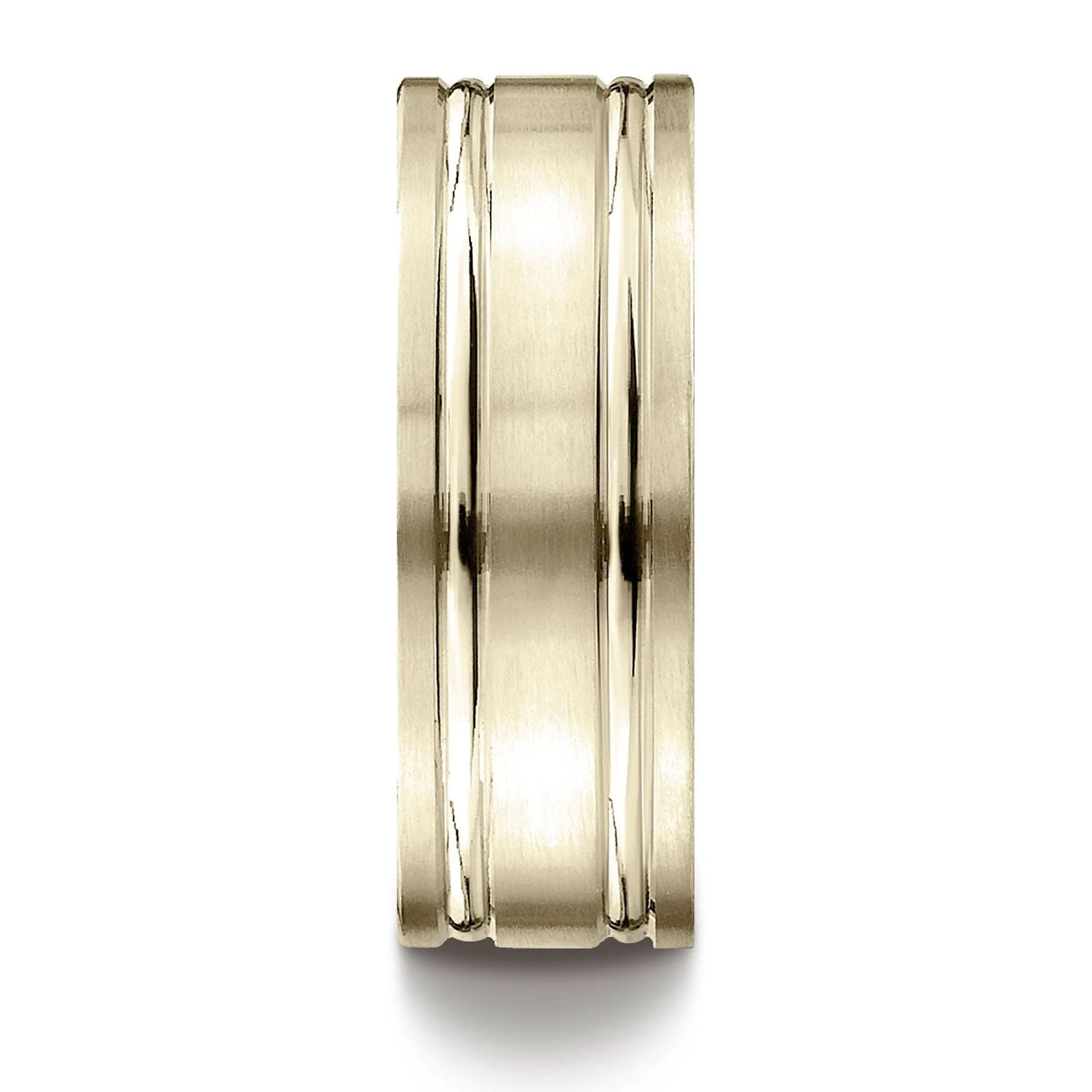 14k Yellow Gold 8mm Comfort-fit Satin-finished With Parallel Grooves Carved Design Band 4 14k Yellow Gold 8mm Comfort-fit Satin-finished With Parallel Grooves Carved Design Band - Image 2