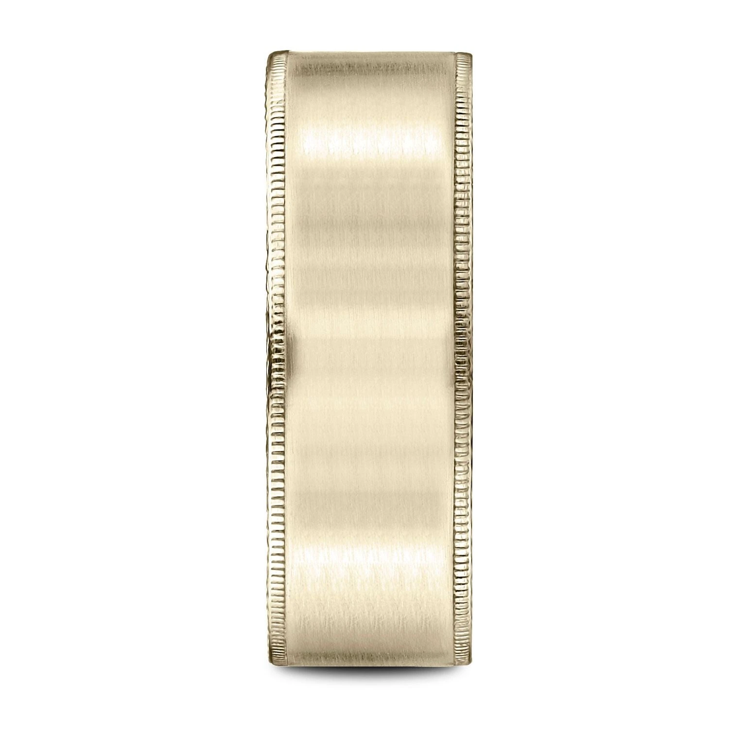 14k Yellow Gold 8mm Comfort-fit Riveted Edge Satin Finish Design Band 4 14k Yellow Gold 8mm Comfort-fit Riveted Edge Satin Finish Design Band - Image 2