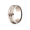 14k Rose Gold 8mm Comfort-fit Drop Bevel Satin Center Cut Design Band